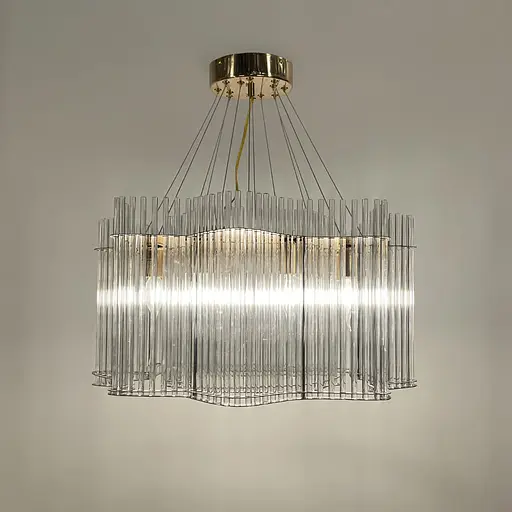 Изысканная золотая люстра со стеклянными трубками Ø 60 см Ст. 518-600A AB | Line F - фото 5