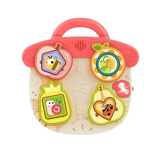 Бизиборд HE 8089, музыкальная развивающая игрушка с подсветкой и мелодией, для детей от 18 месяцев, розовый