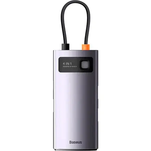 USB-хаб Baseus Metal Gleam Series 4-in-1 Gray (WKWG070113) [110336] - фото 3
