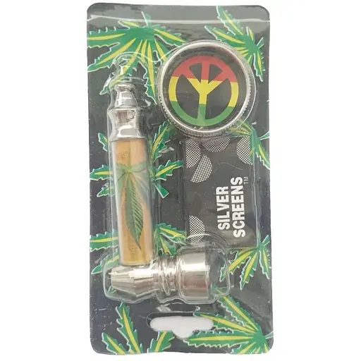 Трубка курильна + гриндер для подрібнення тютюну HL-YD-305 Конопля Silver Gold (10916)