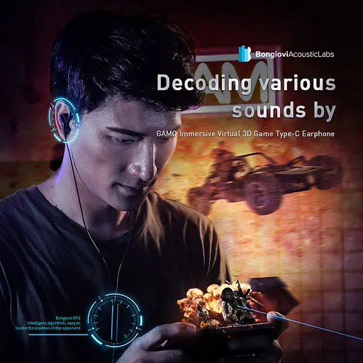 Дротові навушники Baseus Gamo Immersive Virtual 3D Game Type-З Earphone, 1.2m, black - фото 5