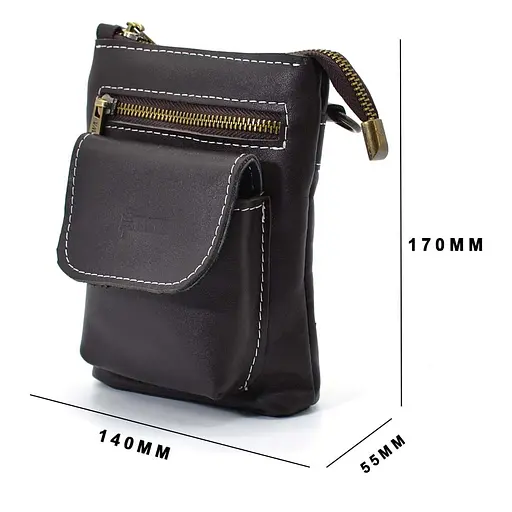 Чоловіча шкіряна сумка через плече TARWA 17х14х5.5 см sum0025699 - фото 4