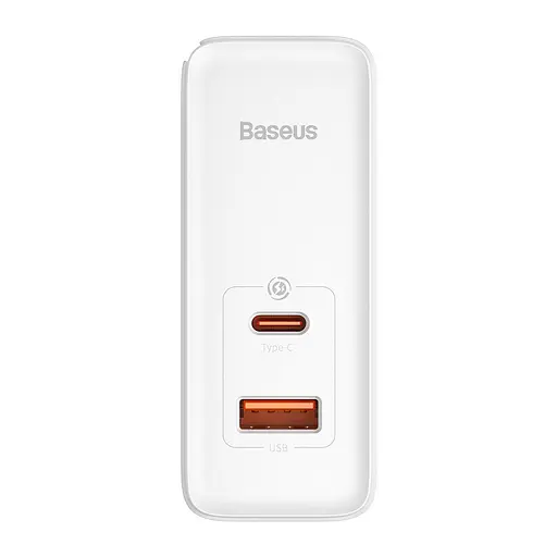 Адаптер мережевий Baseus Type-C to Typc-C cable GaN5 Pro Fast Charger 1USB і 1Type-C 100W білий - фото 1