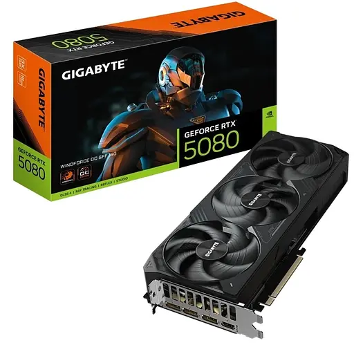 Видеокарта GF RTX 5080 16GB GDDR7 Windforce OC Gigabyte (GV-N5080WF3OC-16GD) - фото 1