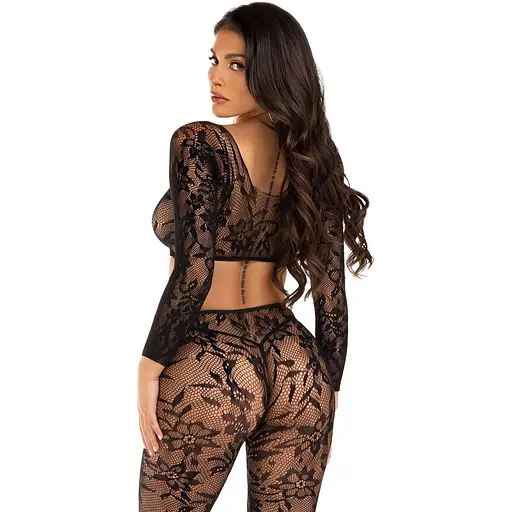 Комплект Leg Avenue Crop top & footless tights Black One Size - фото 2