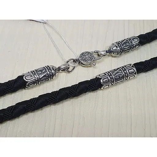 Ювелірний шнурок Меридіан 925 з текстилю з срібними вставками. 846/5 60 70 - фото 3