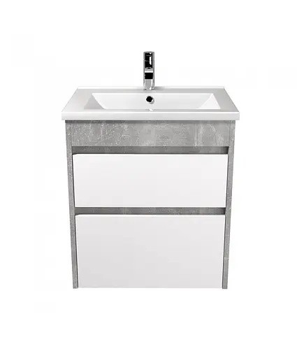 Тумба Мойдодир Polo Loft 60-U з умивальником Cosmo 60 бетон з білим Сірий - фото 7