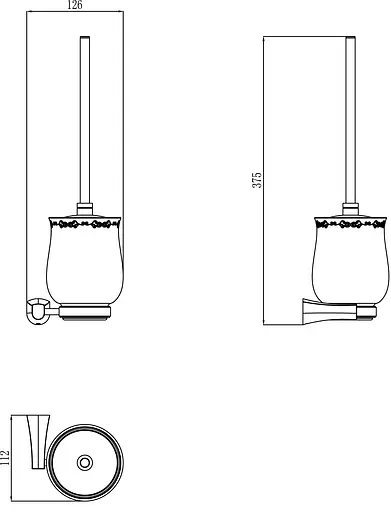 Йоржик для унітазу з настінним тримачем Imprese Cuthna stribro 150280, Хром - фото 2