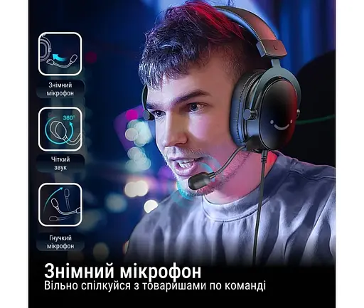 Наушники Fifine игровые проводные H9 гарнитура геймерская черная - фото 8