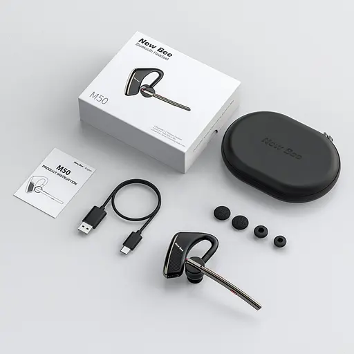 Бездротова Bluetooth гарнітура New Bee M50 з шумозаглушенням і захисним кейсом - фото 10