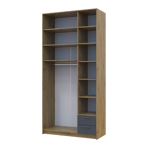 Шкаф для одежды Doros Ронди с высокой антресолей и зеркалом Дуб Артизан/Графит 3 ДСП 121х52х260 (42005190) - фото 3