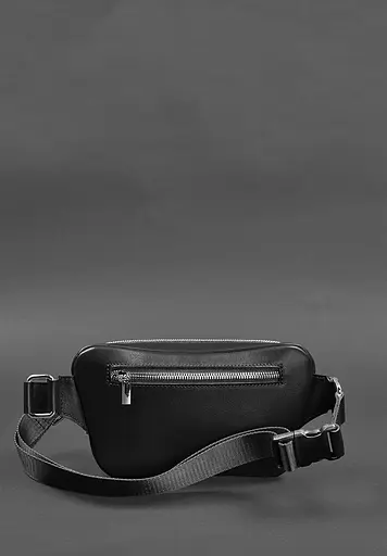 Шкіряна поясна сумка-бананка Трапеція чорна - фото 4