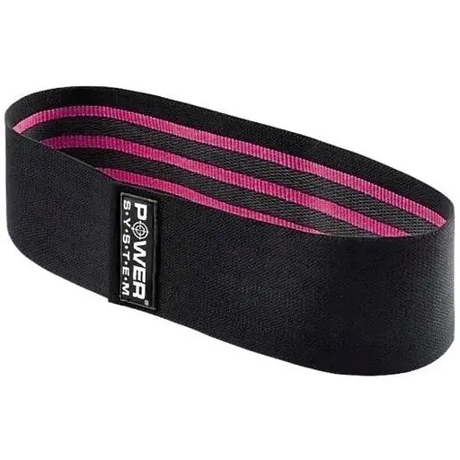 Тканинна гумка для фітнесу та спорту Power System PS-4091 Booty Band LVL 1 Black/Pink (d_64 см. 18-23 кг) (4091PI-0) - фото 1