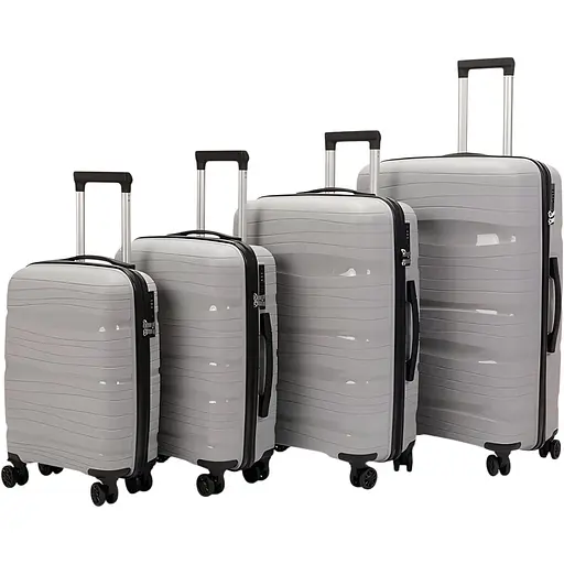 Набір валіз 4в1 ABS-пластик з кодовим замком і телескопічною ручкою сірий (P002)
