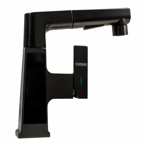 Змішувач для кухні Platinum с висувним виливом та індикатором A236 чорний - фото 3