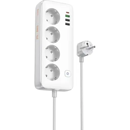 Сетевой удлинитель Hoco AC22 Sunlight PD30W 4 розетки 1.5m Белый - фото 1