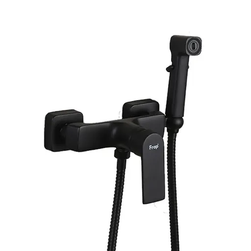 Змішувач для гігієнічного душу зовнішнього монтажу 150 мм Frap F2071-6, Чорний матовий - фото 1