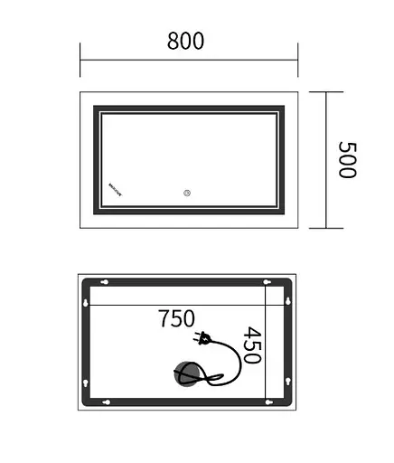 Дзеркало Mixxus Premium QUADRO MR20-50x80-REVERSE (LED Touch, Anti-fog) (MP6620) - фото 5
