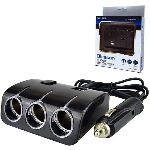 Автомобильный разветвитель Olesson 1506 адаптер-хаб 12 24в - фото 1