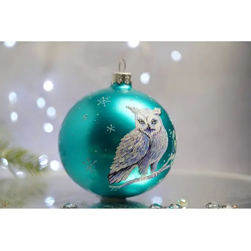 Ялинкова прикраса Санта Шоп Білосніжна сова скло (4820001112481) - фото 2