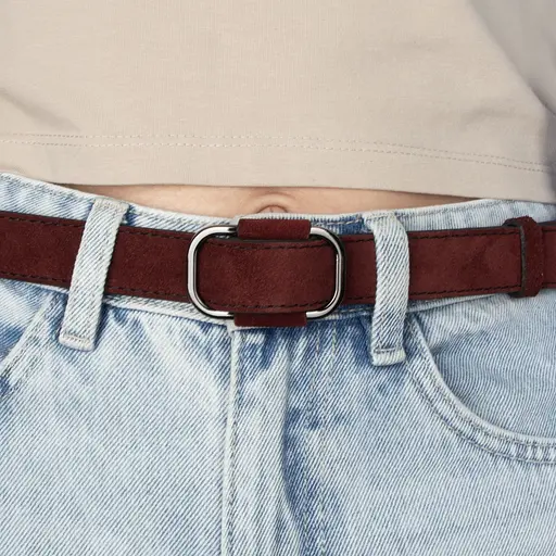 Ремінь жіночий замшевий JK-2548 бордовий з темною пряжкою (100 см) - фото 5