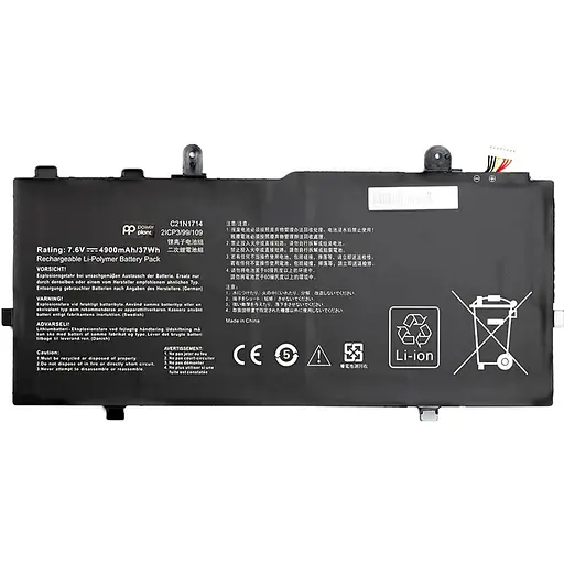 Акумулятор PowerPlant для ноутбуків ASUS VivoBook Flip 14 TP401MA (C21N1714) 7.6V 4900mAh