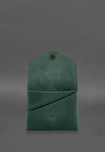 Кожаный кошелек mini 3.0 (кард-кейс) зеленый Crazy Horse - фото 3