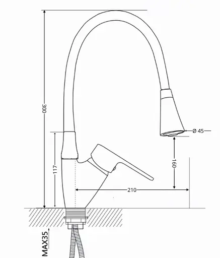 Змішувач для кухні Lidz Tani 008F3 з гнучким виливом (k40) Grey / Chrome LDTAN008F3GCR39507 - фото 5