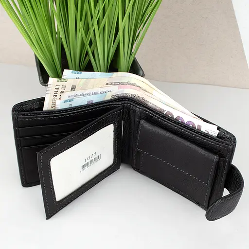 Кошелек мужской кожаный Ricco Grande 1077 черный небольшой - фото 5