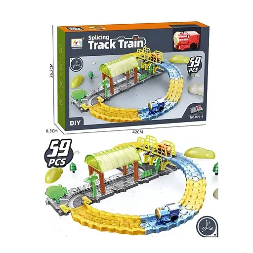 Залізничний трек 899-4, 59 деталей, локомотив із реалістичним дизайном - фото 3