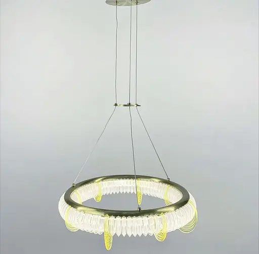 Світлодіодна люстра з сучасними прозорими та жовтими пластинами | Арт. D 236 | Line F - фото 8