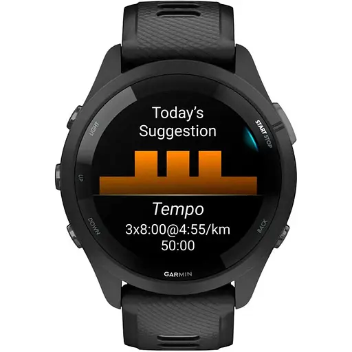 Смарт-годинник Garmin Forerunner 265 Black Bezel and Case with Black/Powder Gray Silicone Band 010-02810-10 (89347) - фото 4