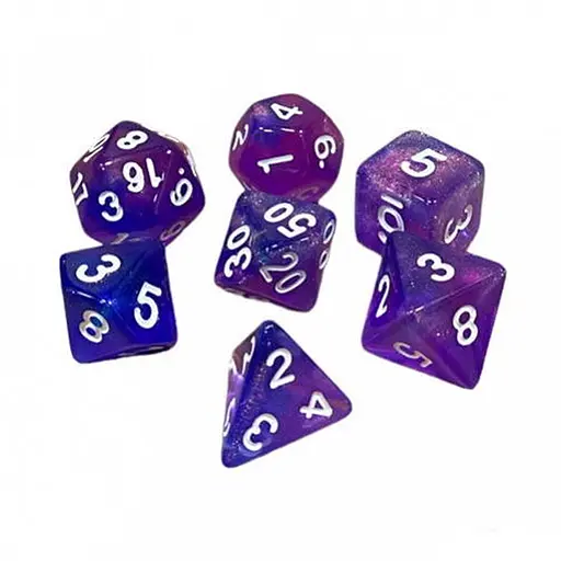 Набір кубиків Double Color Glitter 7 Dice Set - Blue-Purple , 7 шт. (g7dglitdc14) - фото 1