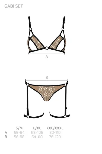 Эротический комплект нижнего белья Passion GABI Set S/M beige трусики с гартерами - фото 7