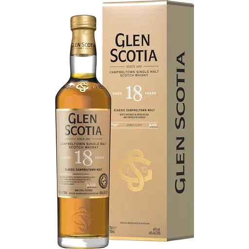 Віскі Glen Scotia 18 yo Campbeltown Single Malt Scotch Whisky 46% 0.7 л у подарунковій упаковці