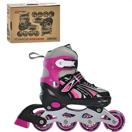 Ролики Profi A4146-S-P розсувні, шнурівка + бакля, діаметром 64 мм, розмір 31-34 фіолетові - фото 3