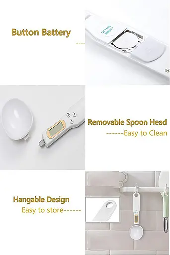 Цифрова розумна кухонна ложка-ваги 0.1-500 г з РК-дисплеєм з точністю 0.1 г, A-Plus Білий 87393 - фото 8