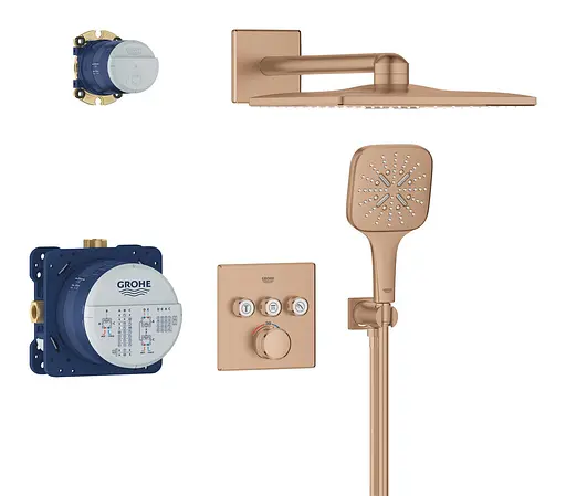 Душова система прихованого монтажу Grohe Grohtherm Smartcontrol з Rainshower SmartActive 310 Cube 34864DL0, Теплий захід сонця - фото 2
