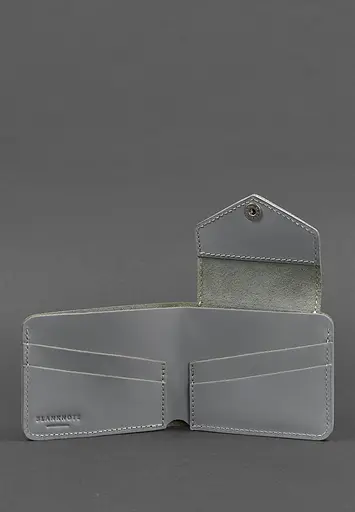 Шкіряне портмоне 4.2 на кнопці сіре - фото 5