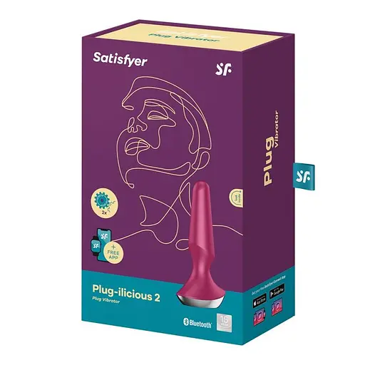 Анальна пробка Satisfyer Plug-ilicious 2, 14 см (малиновий) - фото 5