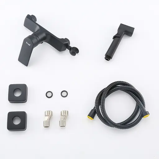 Змішувач для гігієнічного душу зовнішнього монтажу 150 мм Frap F2071-6, Чорний матовий - фото 6