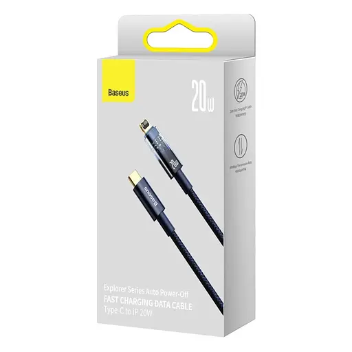 Кабель Baseus Explorer Series Auto Power-Off Fast Charging Data Cable Type-C to IP 20W 2 м голубой - фото 2
