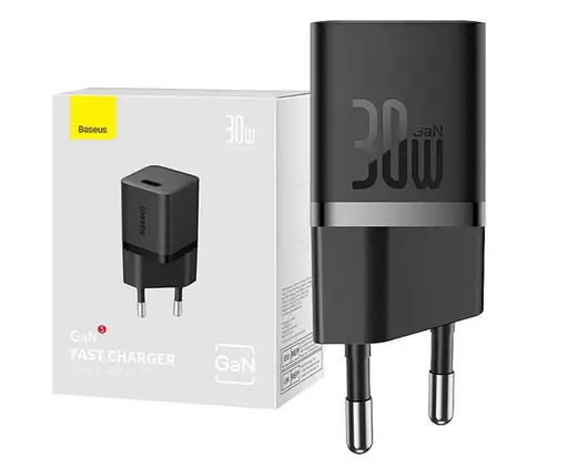 Мережевий зарядний пристрій Baseus GaN5S Fast Charger 1C 30 W EU P10162504113-00 Чорний - фото 4