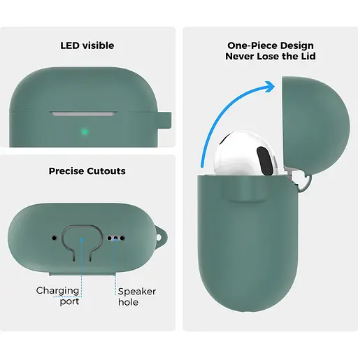 Чехол AhaStyle Colorful Silicone Case для AirPods 4 Midnight Green [133814] - фото 2