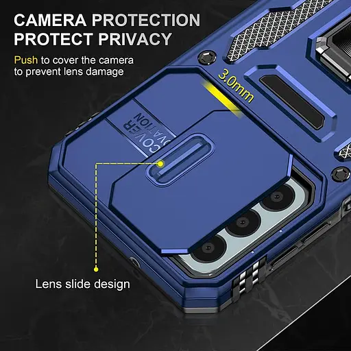 Ударопрочный чехол Camshield Army Ring для Samsung Galaxy M34 5G Синий / Navy - фото 4