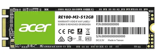 Накопичувач SSD Acer m.2 sata 512GB (RE100-M2-512GB) - фото 1