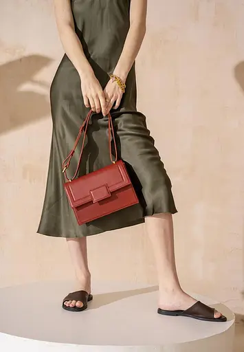 Жіноча шкіряна сумка Kelly червона - фото 3