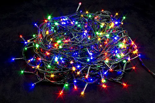 Світлодіодна гірлянда нитка на ялинку Кольорова 28 метрів 400 лампочок Laplandia інтер’єрна від мережі чорний провід (m.01.5В.400-)