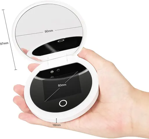 Компактне дзеркало Pumwoy з УФ-камерою, дорожнє дзеркало з підсвічуванням, косметичне дзеркало з 1,2-кратним збільшенням - фото 3
