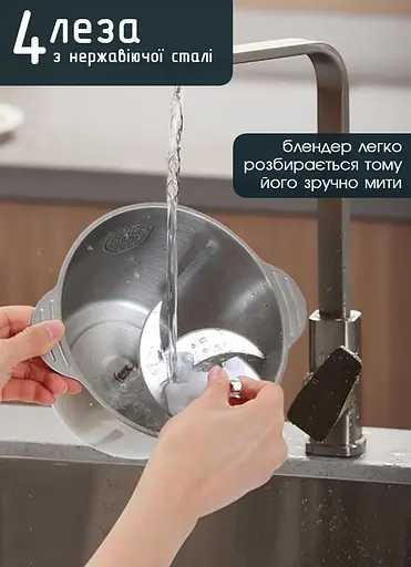 Подрібнювач кухонний, подрібнювач чопер, блендер з металічною чашою, Rainberg 1300 Вт Chopper, Зелений  - фото 3